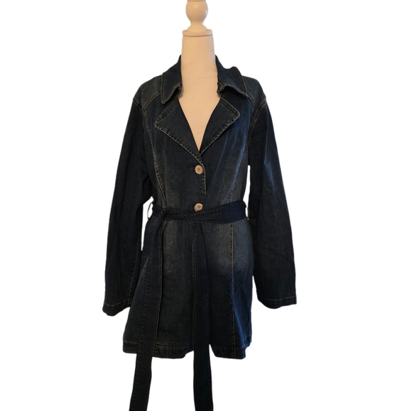 DG2 by Diane Gilman New Classic Stretch Denim City Jacket Midtone Sz L NWT - Picture 2 of 11